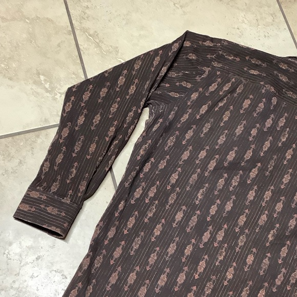 🍒 SHIRT BUTTON DOWN MEN LEAF LONG SLEEVE BROWN LEAVES TREND STYLE CASUAL CHIC - Picture 3 of 9